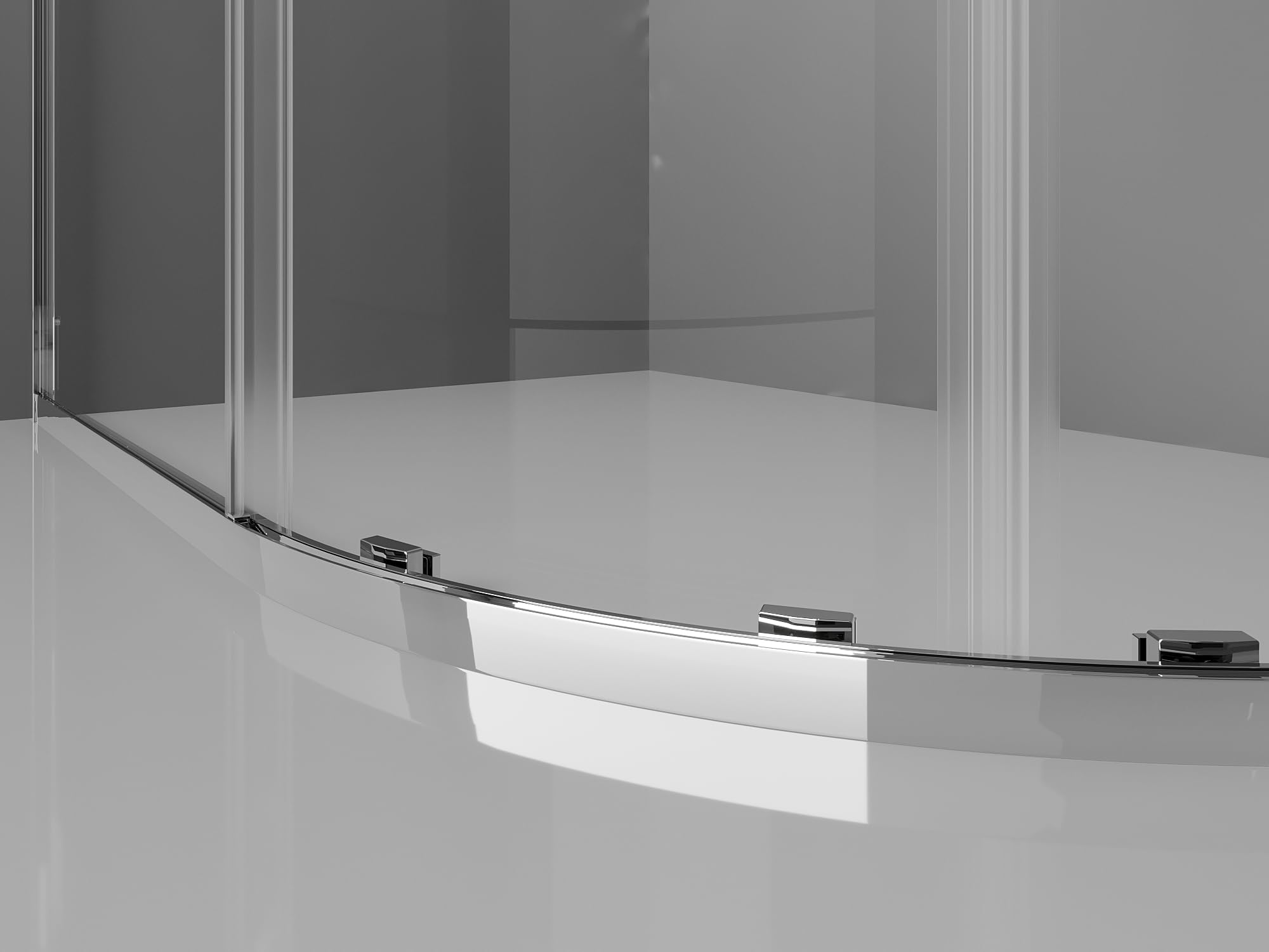 Mexen - Exo Box doccia semicircolare asimmetrico allungabile 120 x 90 cm, trasparente, cromato