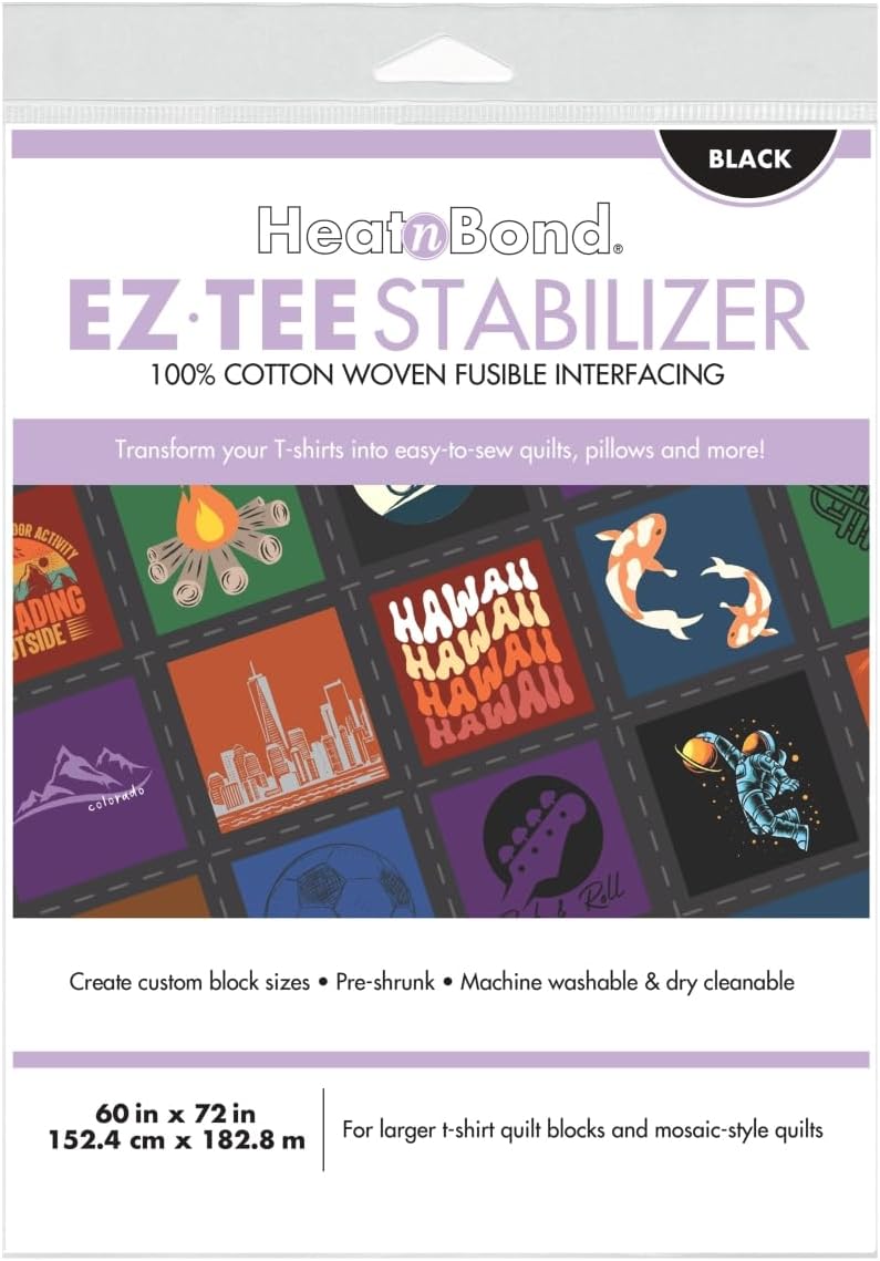 HeatnBond EZ TEE Iron-On Woven Fusible Stabilizer, 60 Inches x 72 Inches, Black