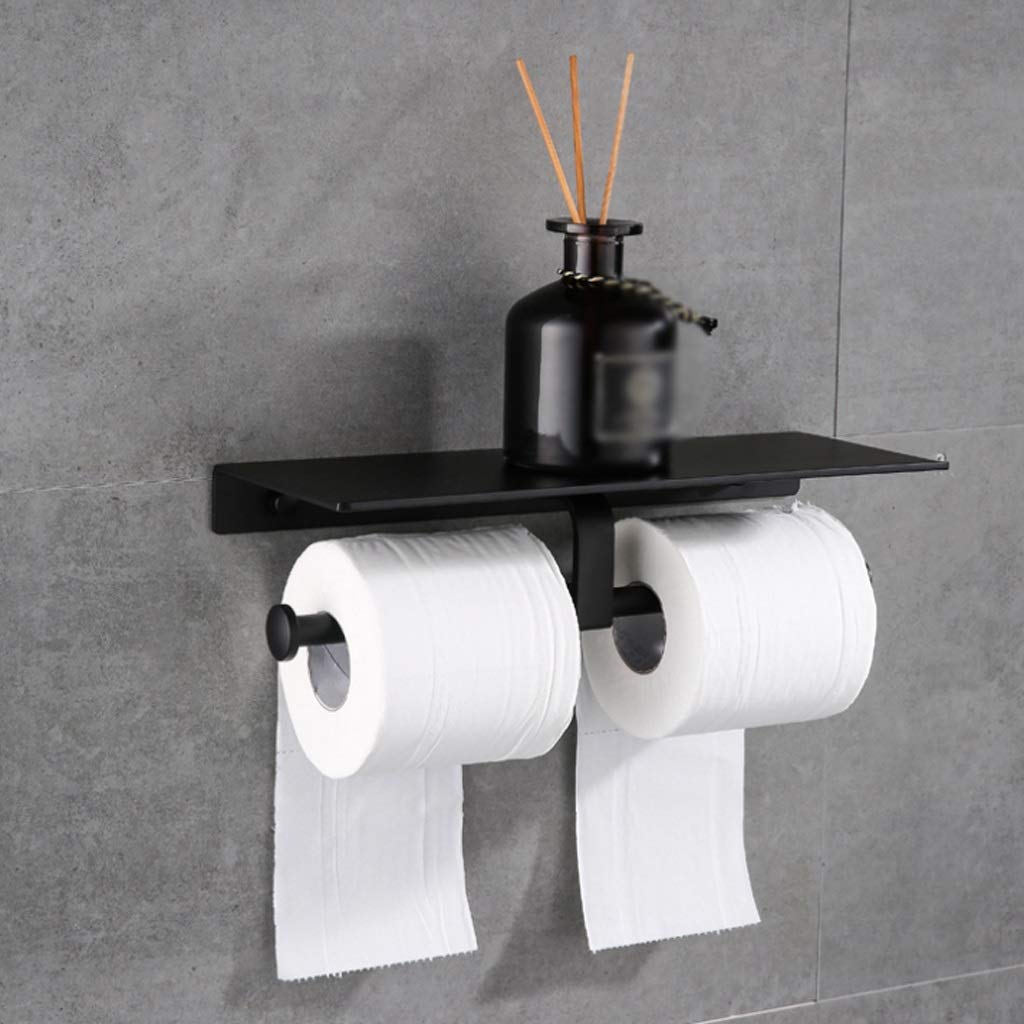 Uchwyt na papier toaletowy, pogrubiony wieszak na ręczniki papierowe, akcesoria łazienkowe, uchwyt na papier toaletowy, matowa czarna stal nierdzewna, montaż ścienny(