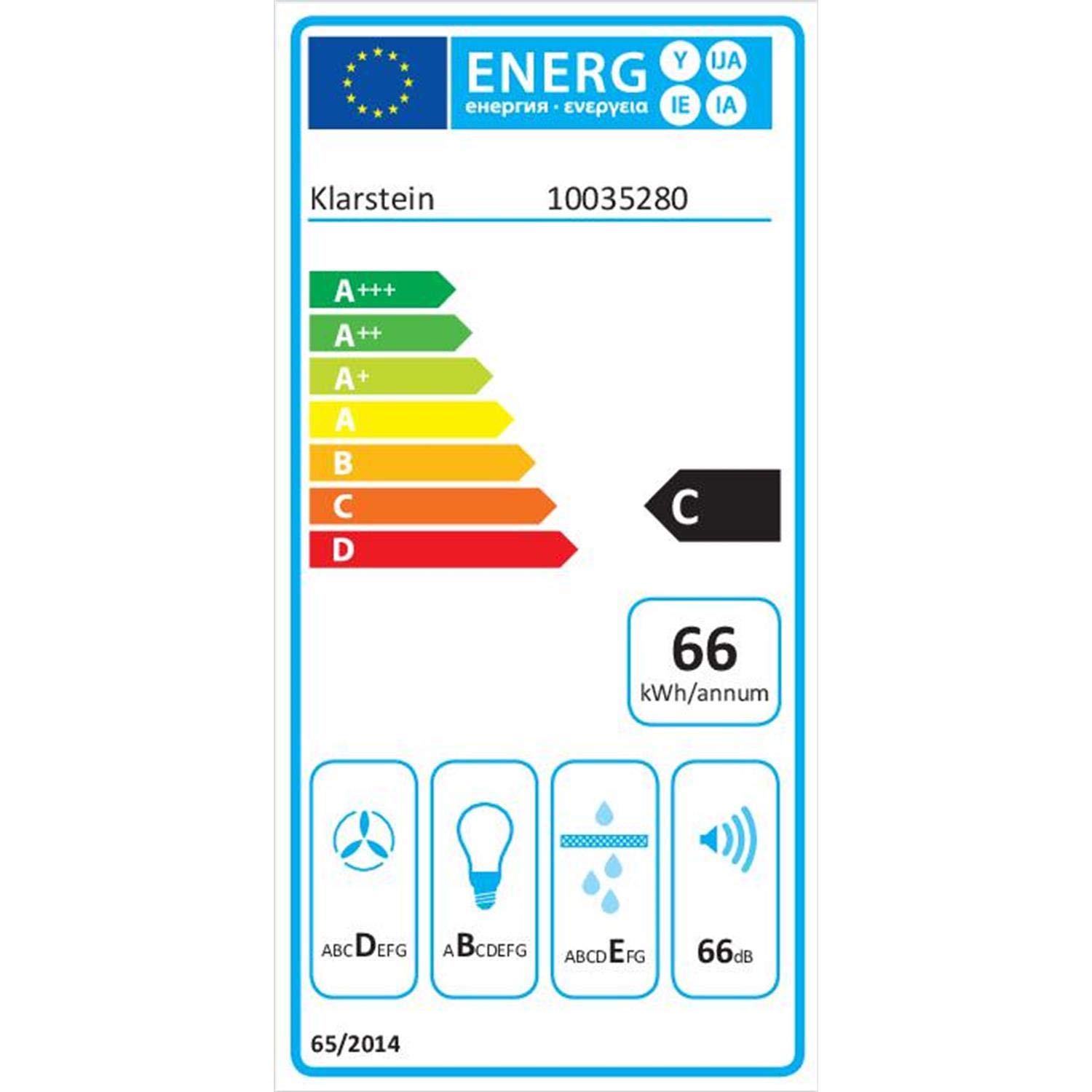 Klarstein Amelia - Hotte aspirante, Hotte inclinée dégagée, Design plat, 123 W, 586 m³/h, Éclairage LED : 3 W, 3 niveaux de puissance, Bouton rotatif tactile éclairé, 60 x 47 x 23,5 cm, noir