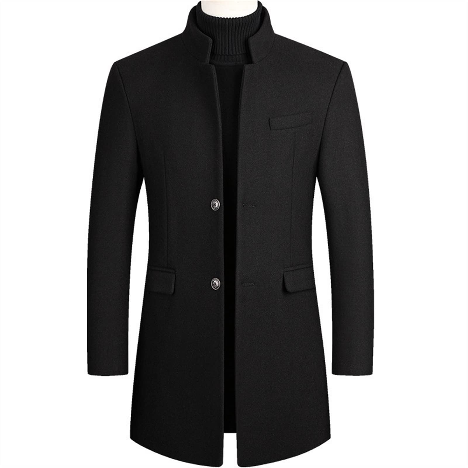 Herrenbekleidungsjacke-Mäntel mischt Wintermantel Mid-Long Trench Classic Solid-Verdickung (Color : Gary, Size : 4XL (195))