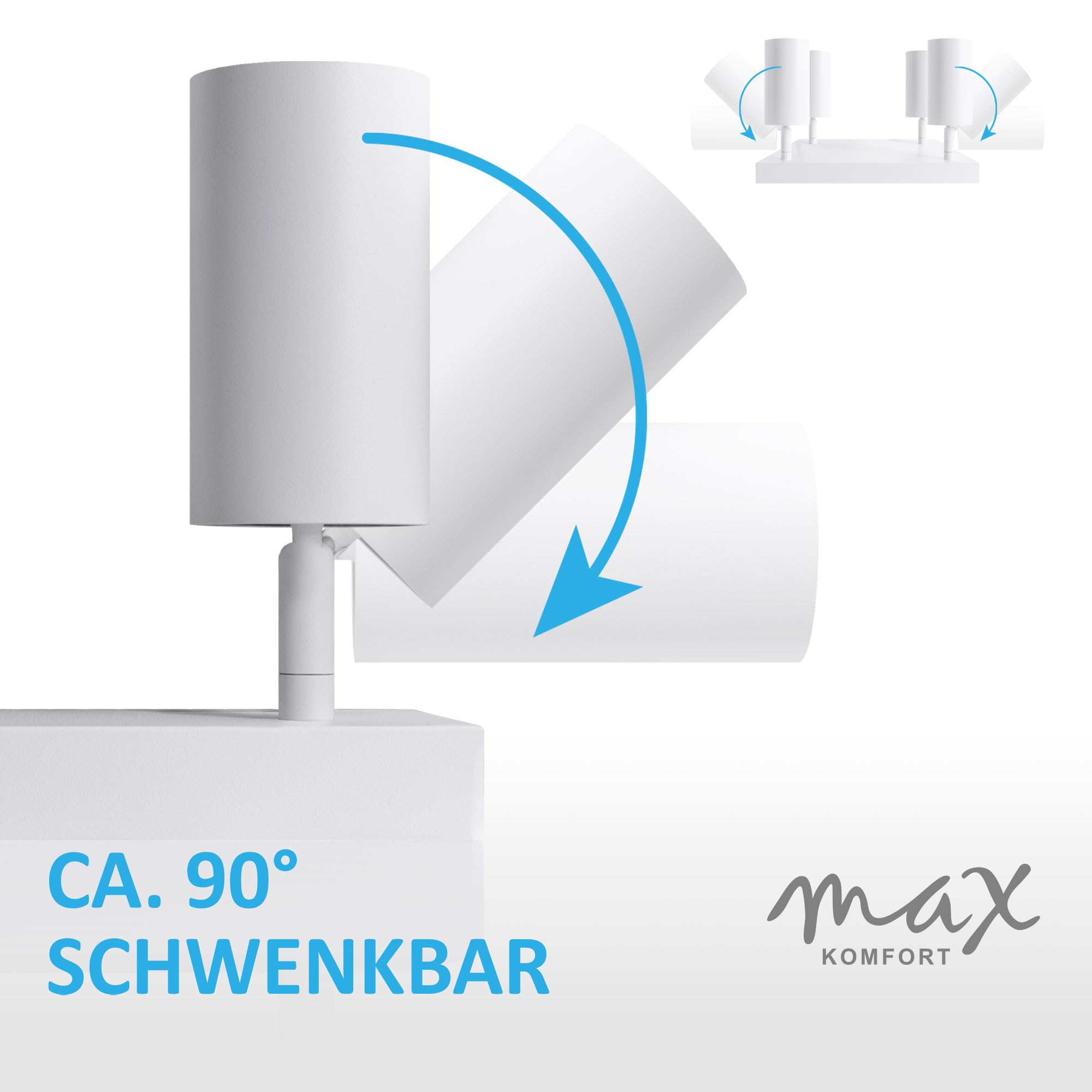 Lampa sufitowa LED biała 4 x oprawka GU10 wychylna lampa sufitowa reflektor sufitowy 866-4