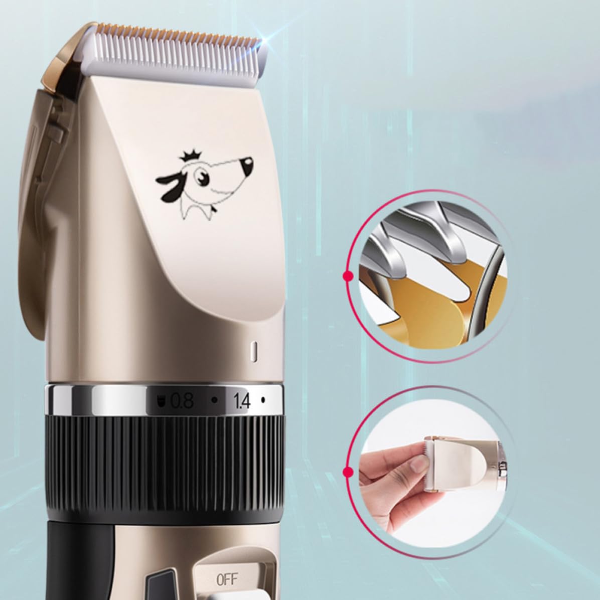 POPETPOP 4 Piezas Cortapelos Eléctrico Profesional para Perros y Gatos Motor de Precisión, Diseño Ultra Silencioso y Batería Recargable de 1500mah Accesorios de Peines
