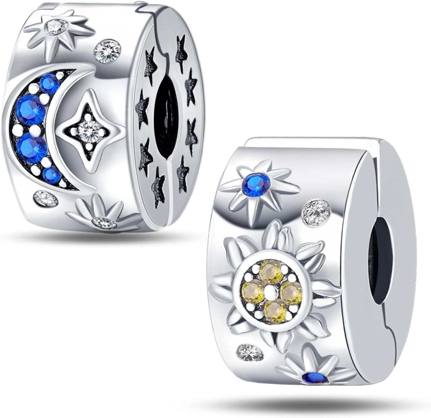 LNQOBU Clip/Stopper Beads Charms for Bracelets & Necklaces 925 Sterling Silver for Pandora Snake Chain Bracelets Jewelry Gift for Women