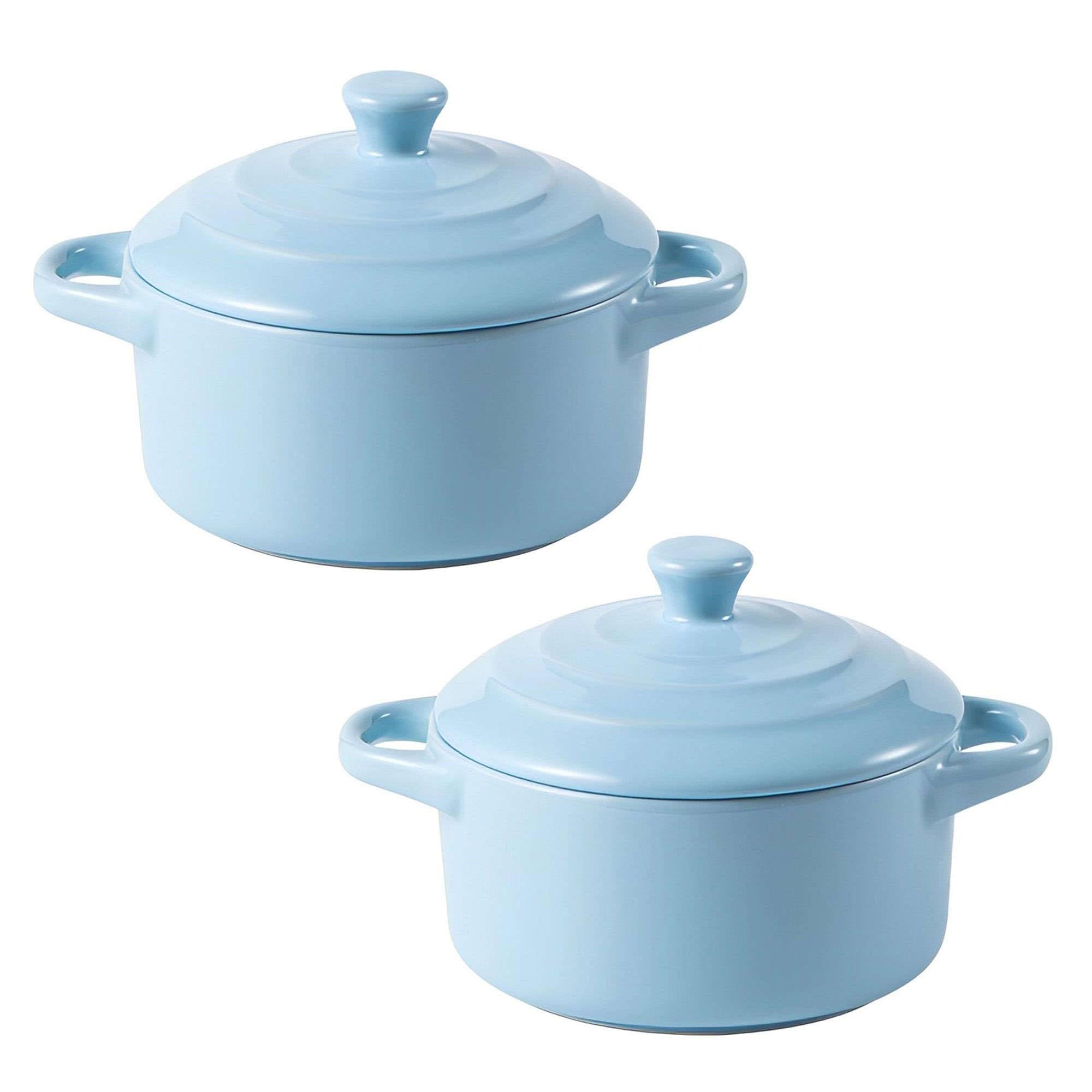 Mini cocottes en céramique avec couvercle lot de 2 pour four