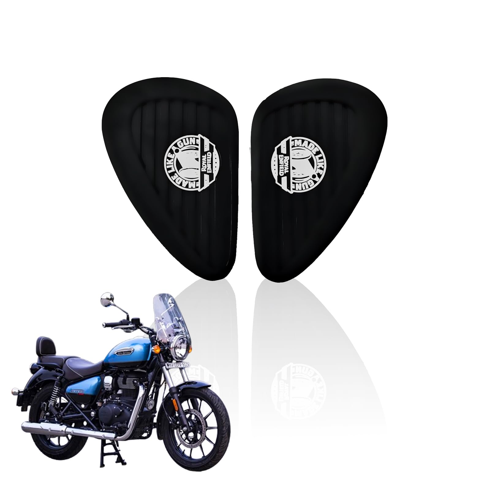 Silicone Tank Pads for Meteor 350 | Premium Tank Protection Pads |Anti-Slip and Scratch-Resistant Design |Stylish and Durable (Black White)-image-42