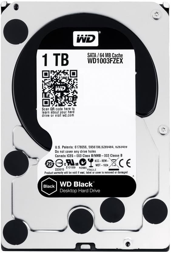 WD 1TB Black Performance Internal Hard Drive 7200 RPM SATA III 3.5" HDD