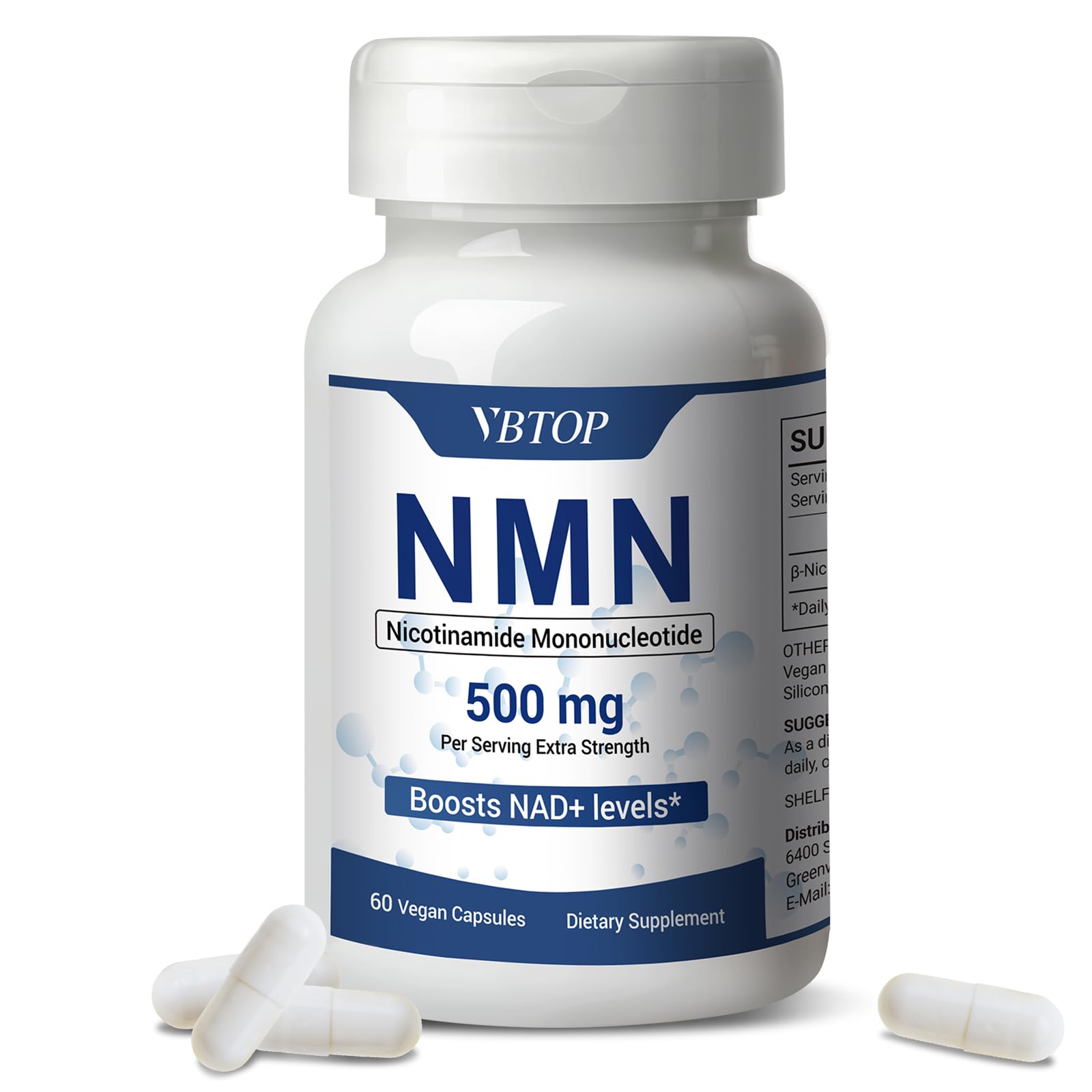 NMN (Nicotinamide Mononucleotide) 500mg Supplement, 120 Vegan Capsules — Amazon image 8