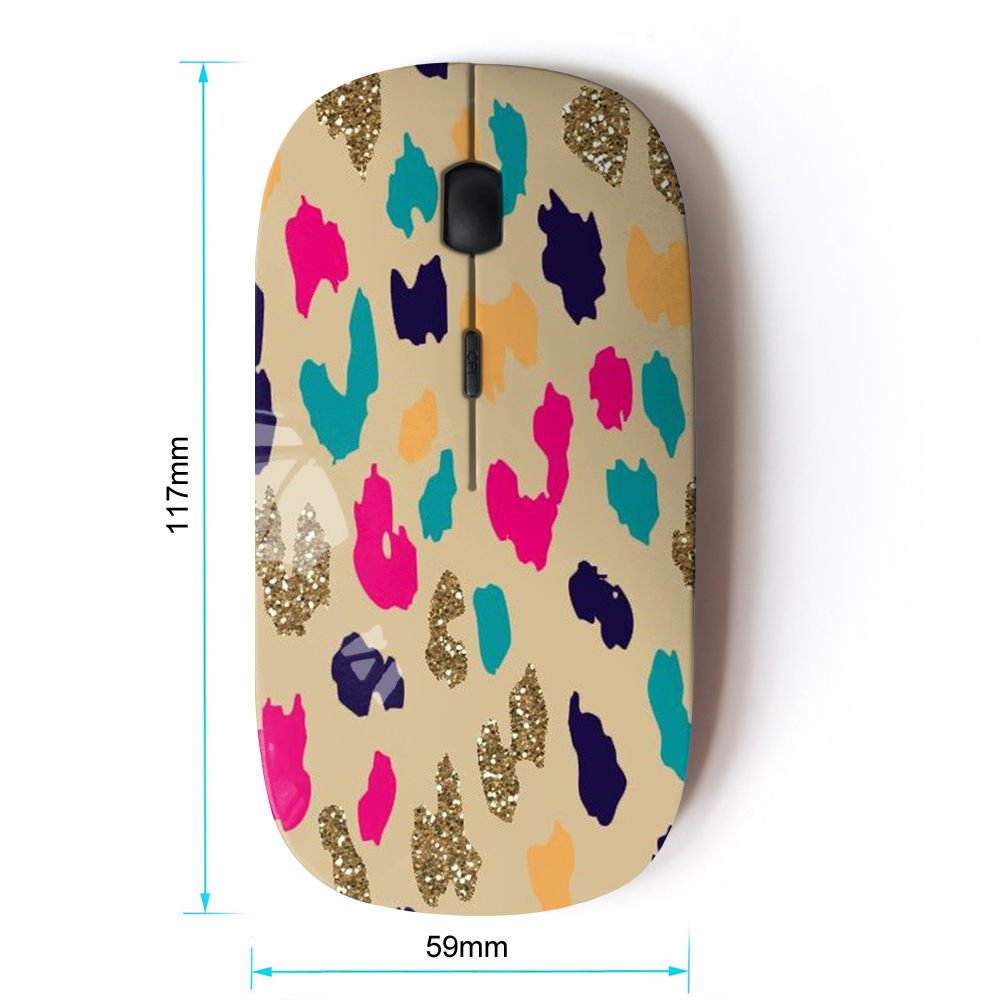 KawaiiMouse [ Optical 2.4G Wireless Mouse ] Teal Gold Leopard Animal Pattern Cheetah