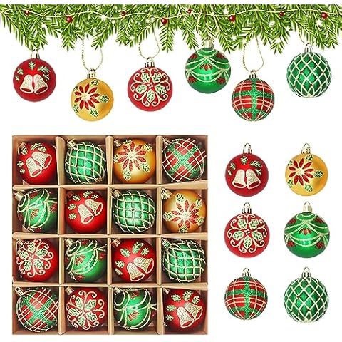 16 Pcs Shatterproof Christmas Baubles Set Cover