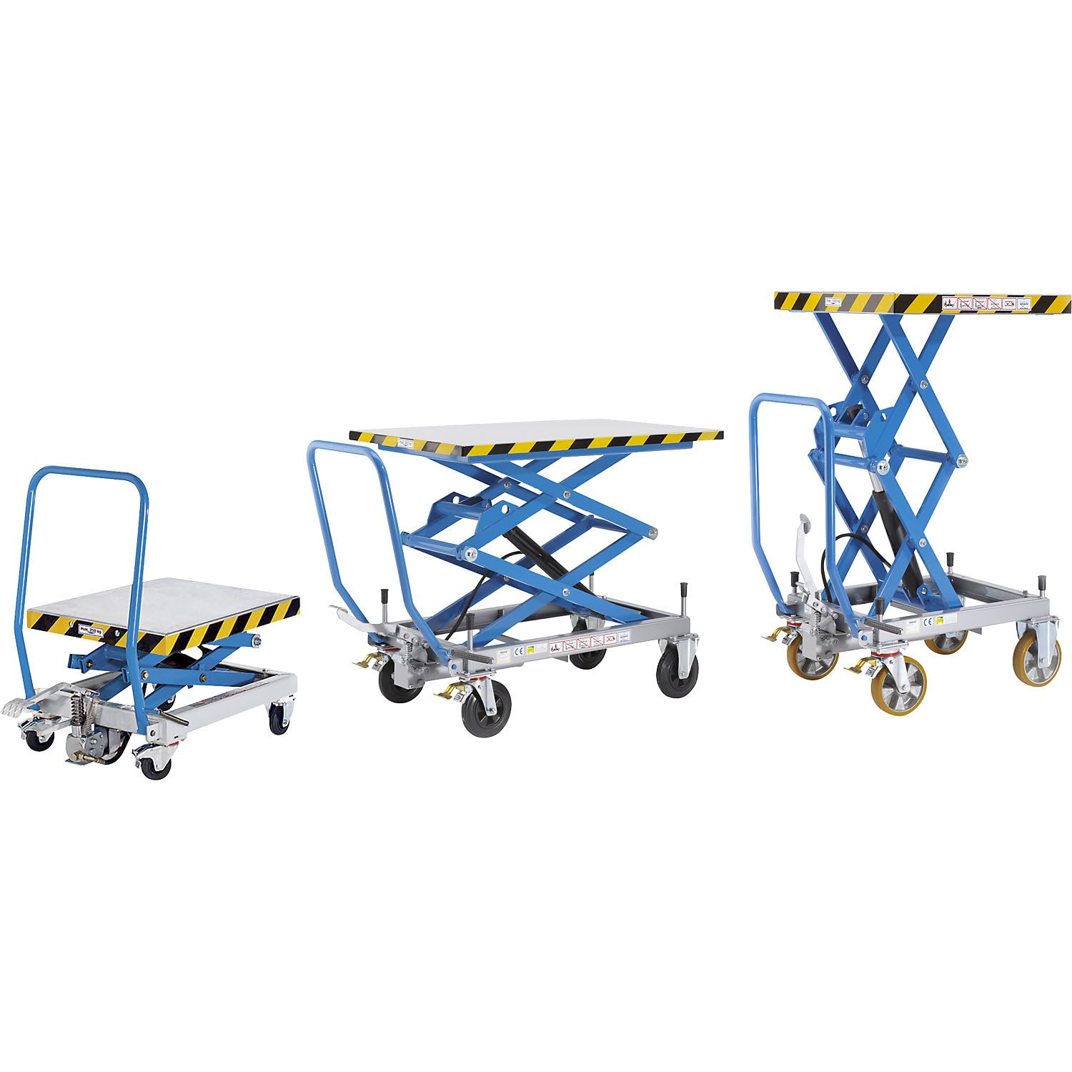 eurokraft pro | Doppelscheren-Hubtischwagen | Tragfähigkeit 500 kg, Hubbereich 510 - 1800 mm, Vollgummireifen