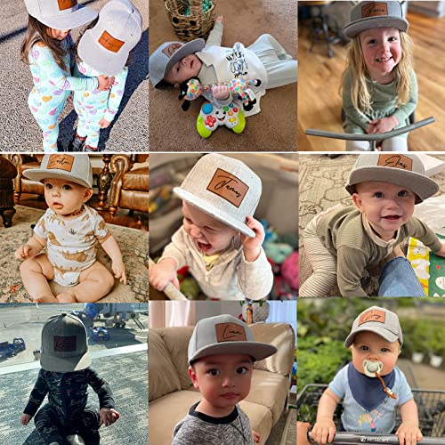 Custom Name Baby Baseball Cap - Personalized Infant Trucker Hat with Leather Patch Toddler Flat Bill Hat for Boys Ball Hat for Baby Kids Adult(Small)2