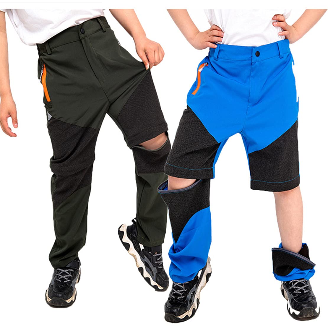 Daysskk Pantalones 2 en 1 con cremallera, desmontables, para niños, niñas, para exteriores, verano, secado rápido, para senderismo, impermeables