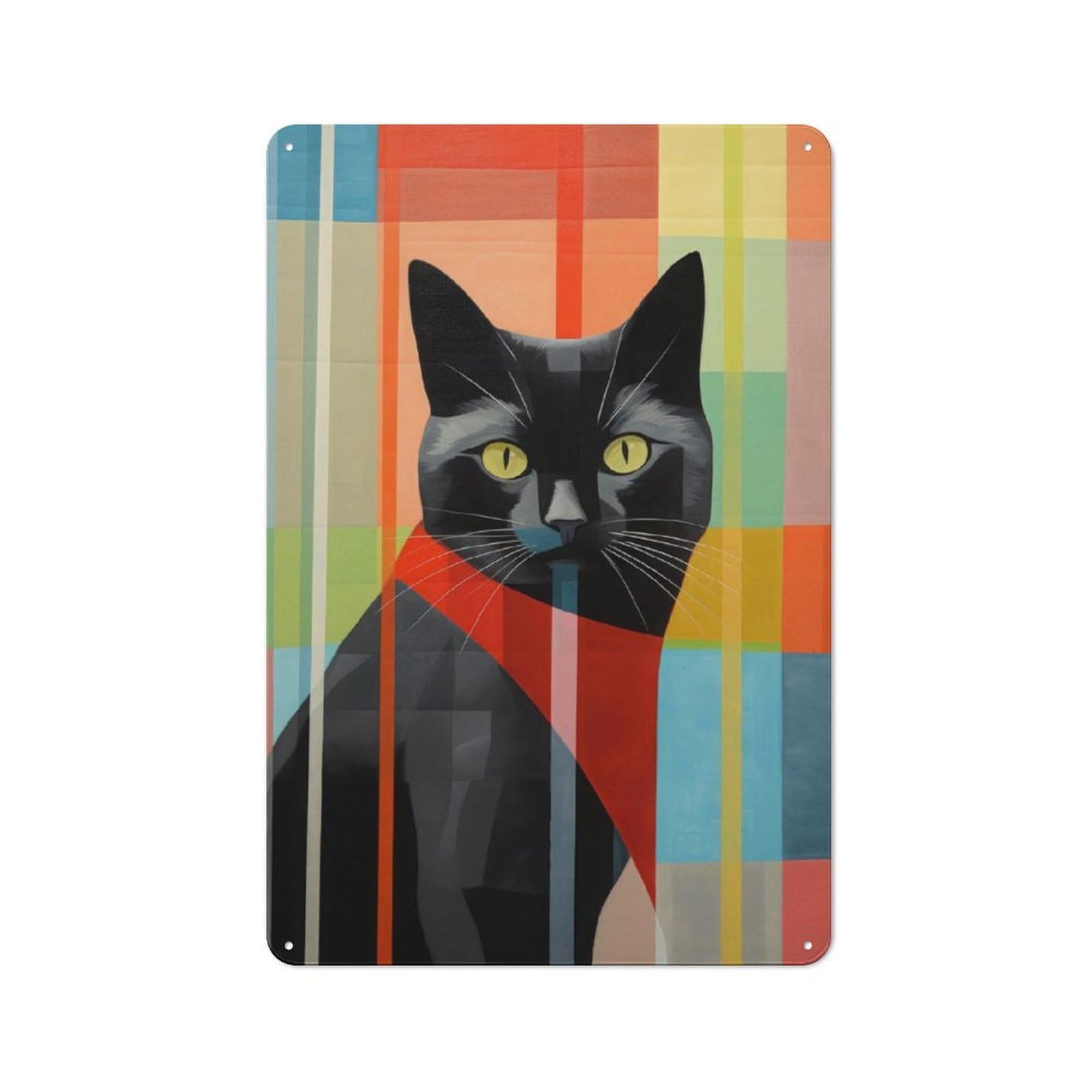 Junmoney Abstract Cat Vintage Tin Sign 30X20cm For Dining Room Or Kitchen, Suited To Dining Room Decor Fans