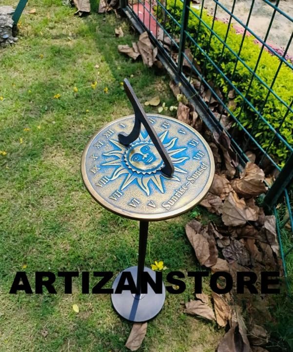 Brass Sunrise-Sunset Sundial 8 Inch Diameter