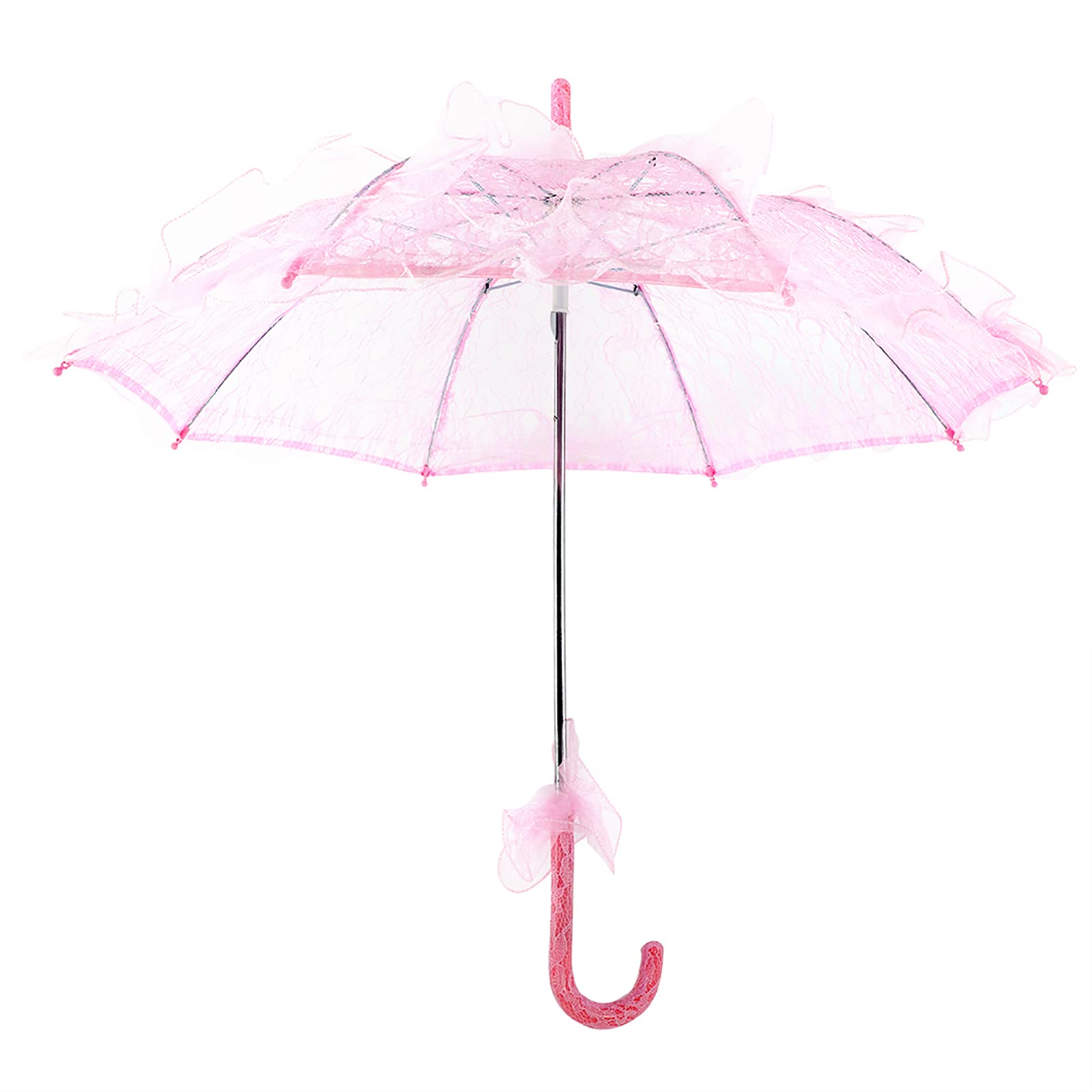 Buachois Lace Cotton Umbrella Vintage Lace Parasol Wedding Bridal Umbrella for Dance Performance Wedding Party Decoration Photo Props Costume Accessory(Pink)
