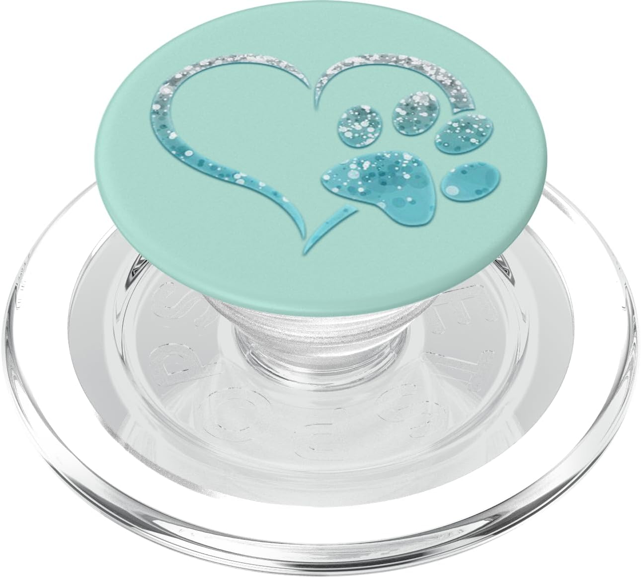 Light Blue Colored Dog Paw Print Heart Love Green Mint PopSockets PopWallet for MagSafe
