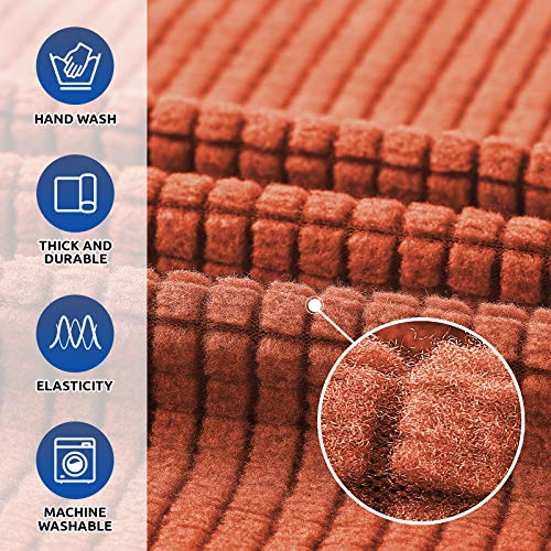 KEKUOU Stretch Oversized Sofa Slipcover 1 Piece Couch Sofa Cover (94"-110") Furniture Protector 4 Seater Sofa with Elastic Bottom for Kids,Pet.Jacquard Checked Pattern Fabric(X Large,Pureed Pumpkin)