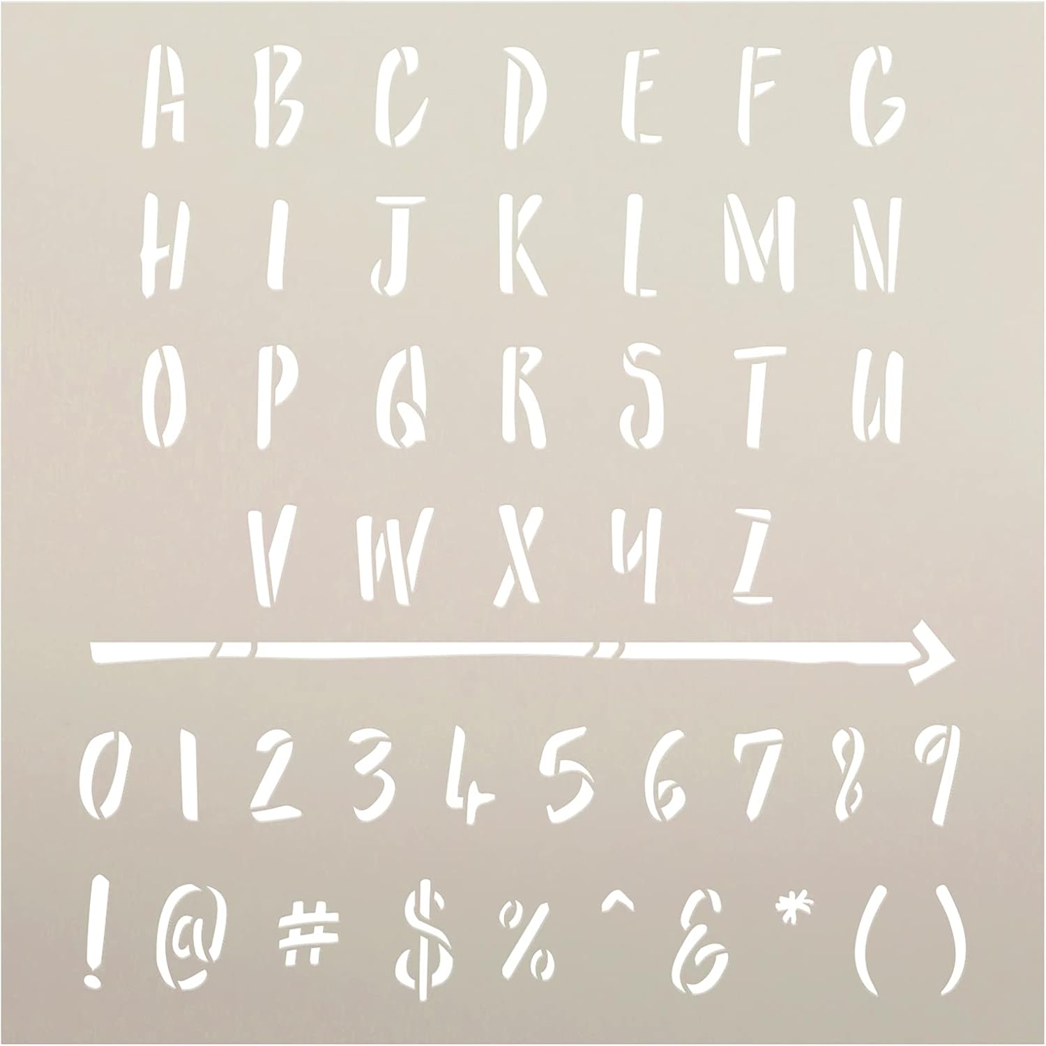 Hand-Drawn Marker Lettering Stencils by StudioR12 | Reusable Full Alphabet Stencil | DIY Journaling & Scrapbooking | Select Size (9 x 9 Inch Sheet)