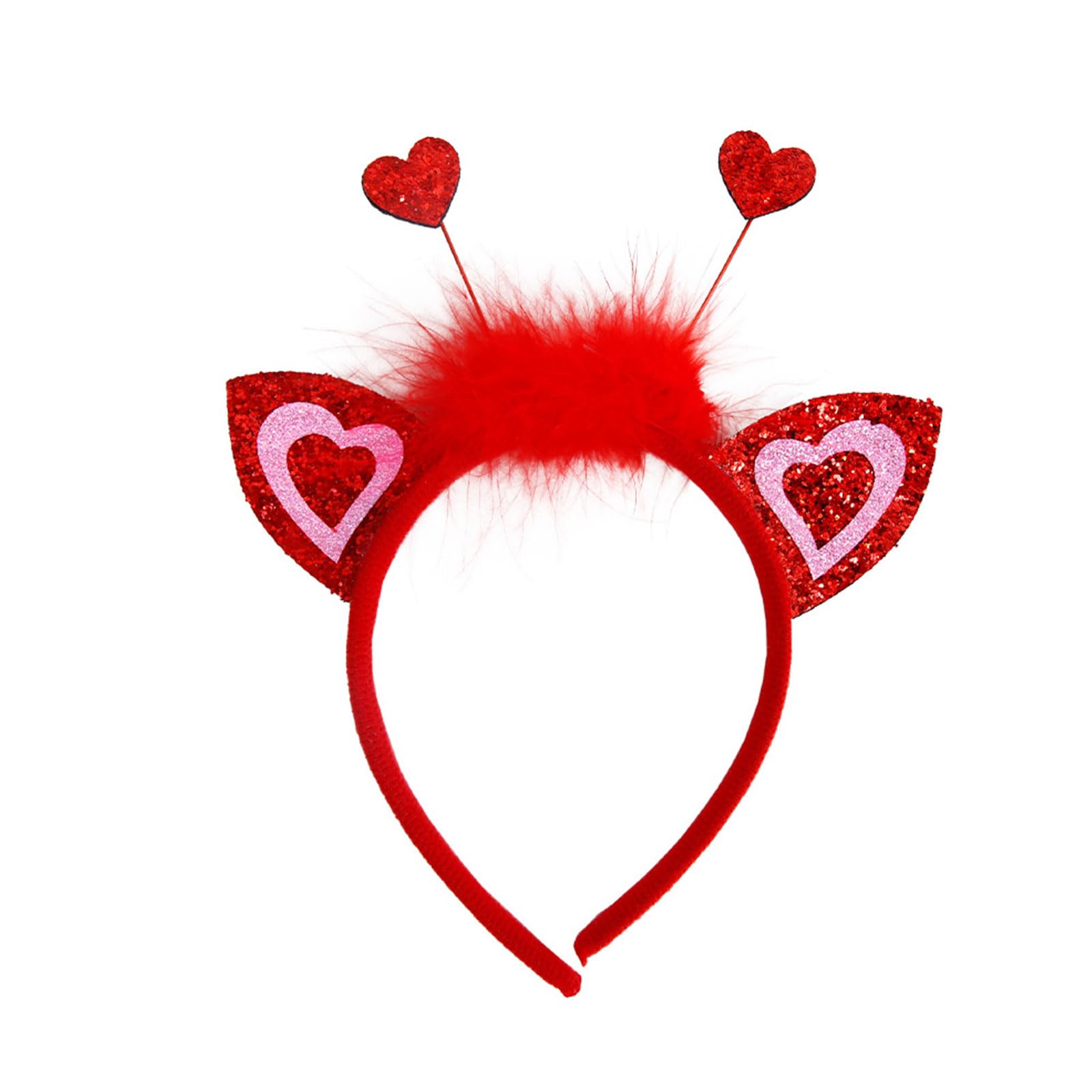 Yhplxyuus Valentine ' s Day Headband Boppers Giltter Heart Headhoop Wedding Party Props Festival Hairband Cosplay Costume Headwear Valentine ' s Day Headband