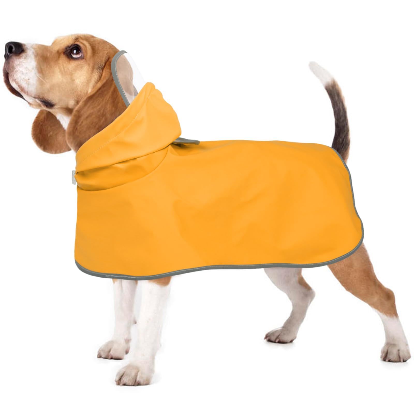 Kuoser Dog Raincoat, M Waterproof Dog Coat with Reflective Trim, Lightweight Pet Rain Slicker, Outdoor Windbreaker