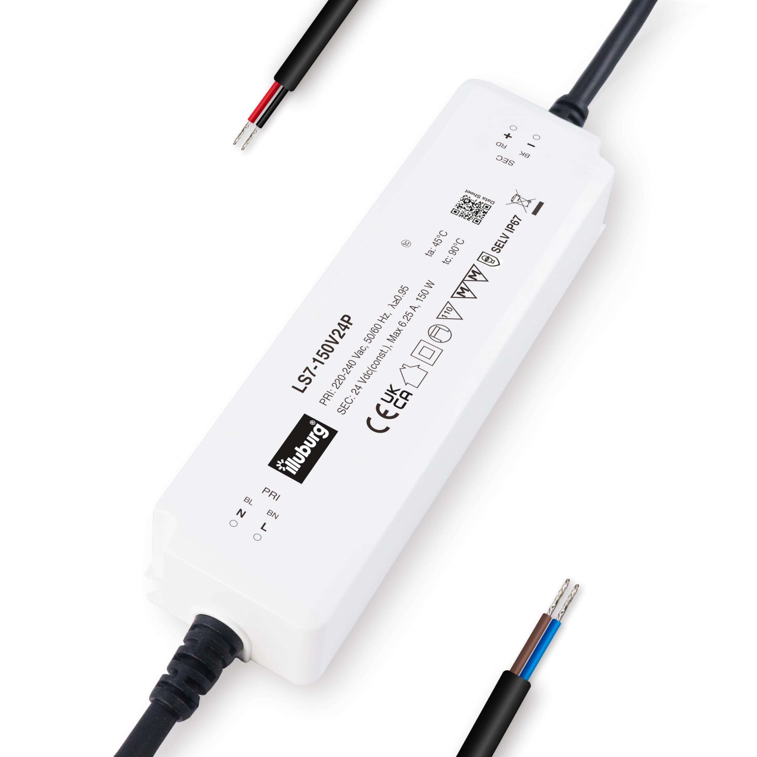 illuburg LED Driver 24V 150W Waterproof IP67 Flicker free for LED Strip Light LED Power Supply Transformer โ image 1