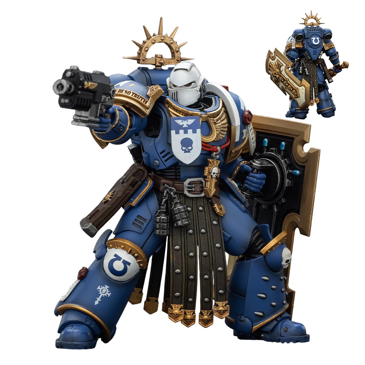 JOYTOY Warhammer 40K 1/18 Action Figure Ultramarines Torvald with Power Sword, Stormshield and Bolt Pistol CollectionGift 15Age+ 4.84"