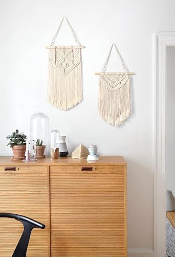 Miniatura 4 de Mkono Macramé para colgar en la pared, estilo bohemio, decoración de habitación, estantes de almacenamiento para baño, dormitorio, sala de estar,