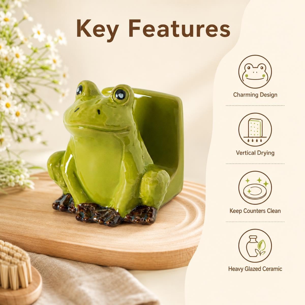 Cute Frog Sponge Holder - Kitchen Sink Organizer -2