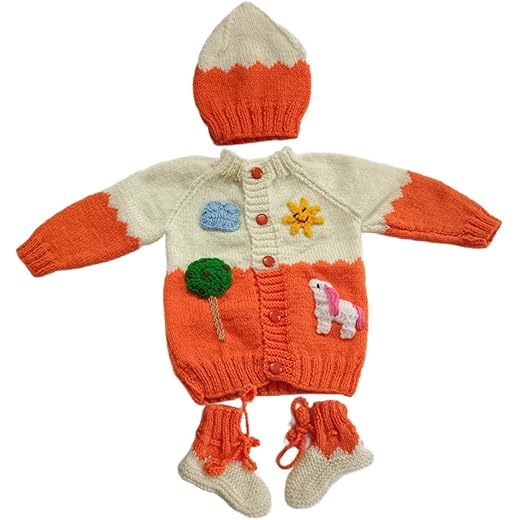 Cute Collection Woolen Sweater Set 0-6 Months