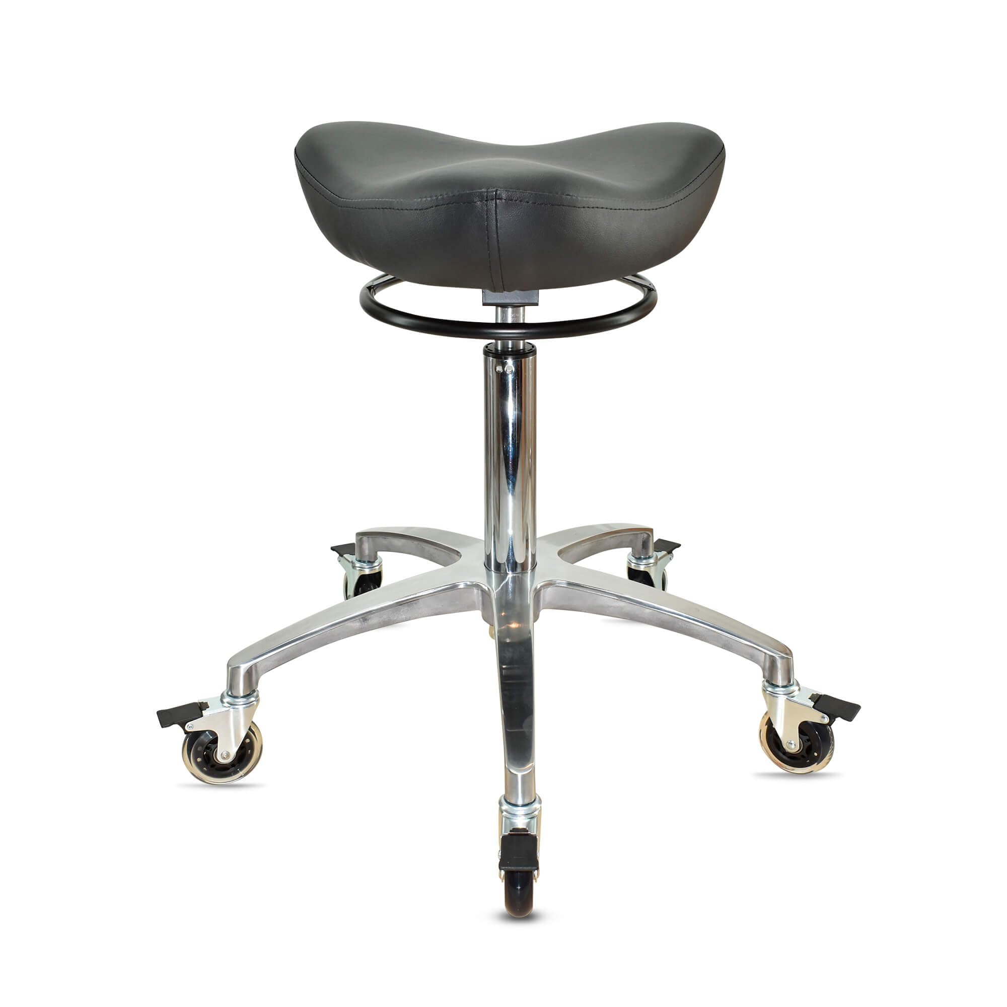 Sattelhocker Rollhocker – ergonomischer Arbeitshocker mit Butterfly Sitz – höhenverstellbar 55–75 cm – Friseurhocker Kosmetikhocker Praxishocker – Premiumrollen mit Bremse