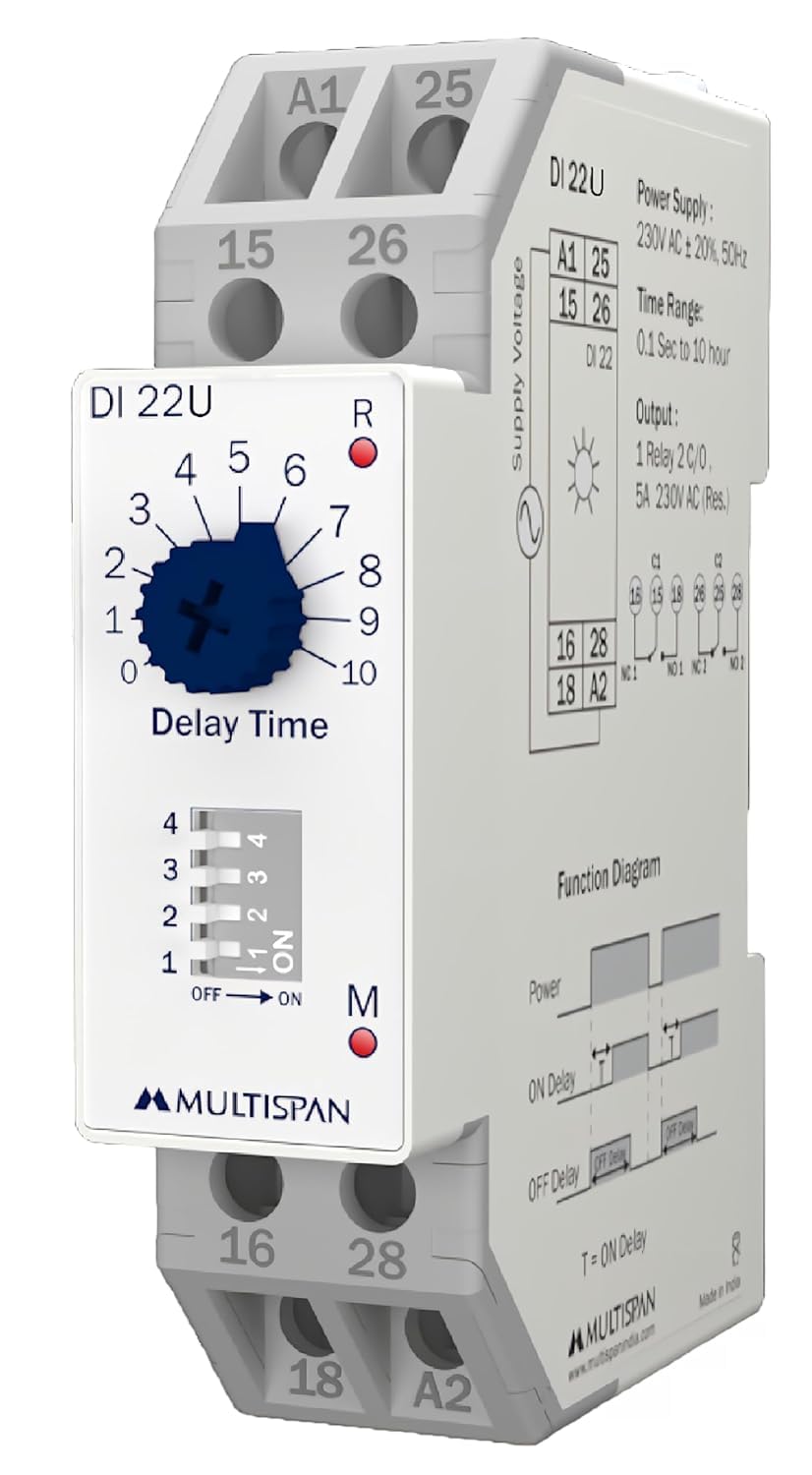 Multispan DI-22U Multi Range On-Off Delay timer Din rail Display timer for Industrial Use (Universal Supply) (B0CX975Q96) Amazon Price History, Amazon Price Tracker