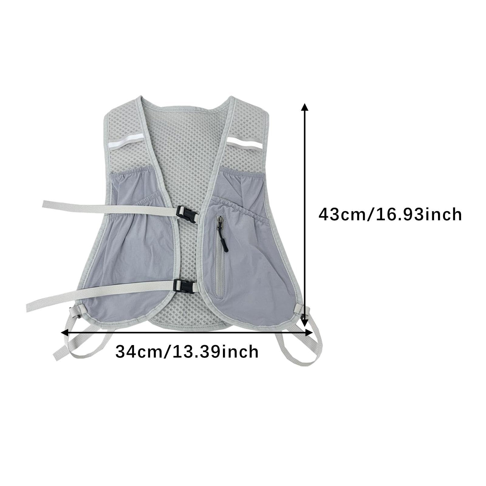 kowaku Running Vest Pack Daypack Reflective Sport Bag Fashion Hydration Backpack Breathable for Climbing Trail Cycling Night Walking , Gray