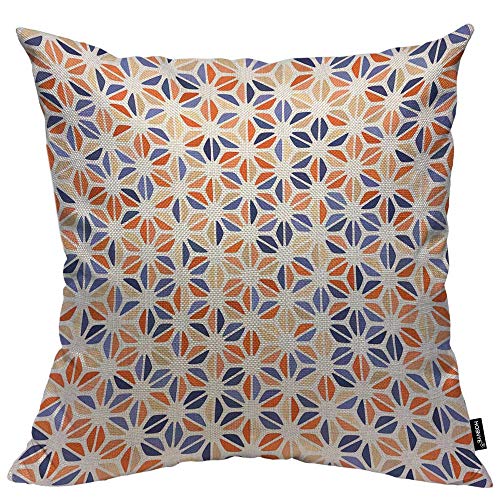Hosnye TPC1818A99 Blue Orange Beige Spot Cotton Linen Throw Pillow Case Round Triangle Flower Pillow Cushion Covers Home Sofa Decorative 18 X 18 Inch cover