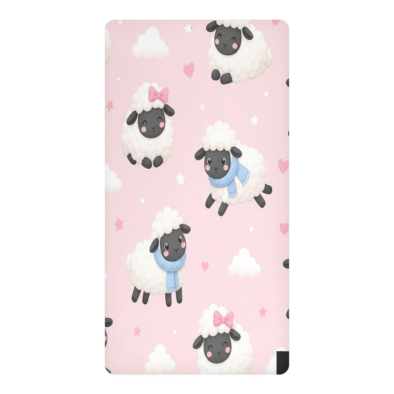 BOESI Cute Sheep Waterproof Crib Sheet,Fitted Mattress Protector