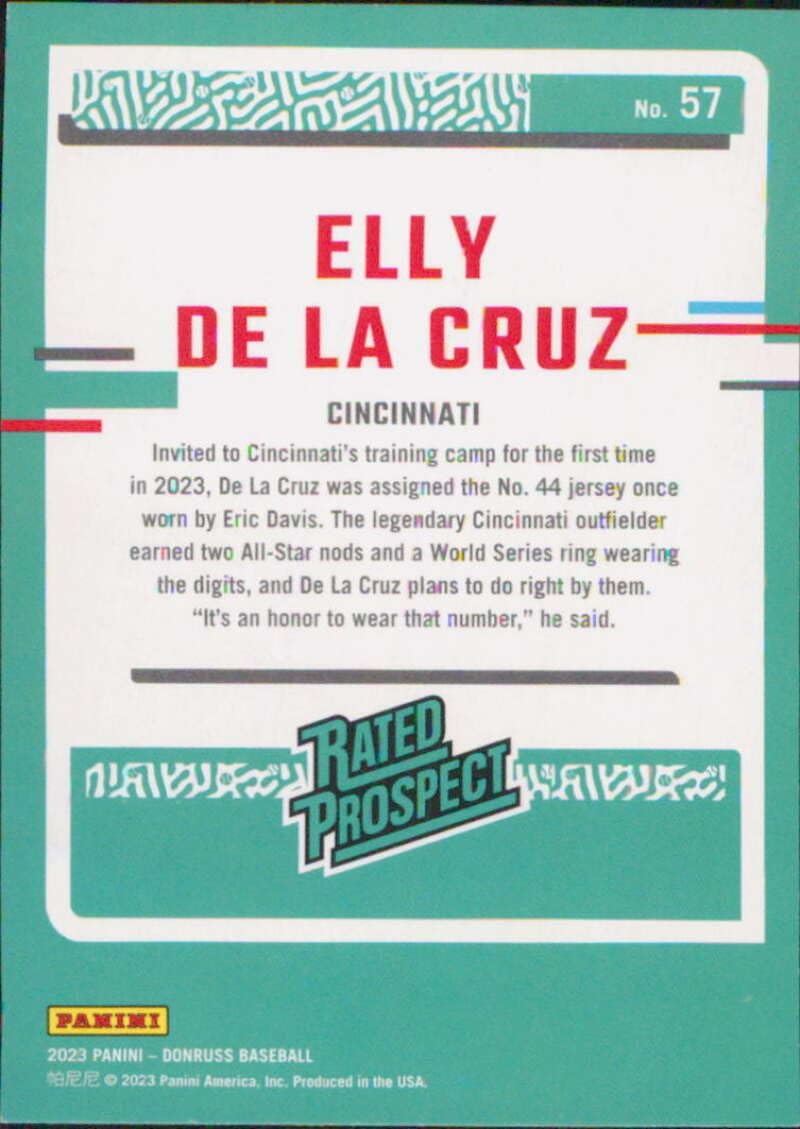 ellyです Amazon.com: 2023 Donruss Rated Prospect #57 Elly De La Cruz