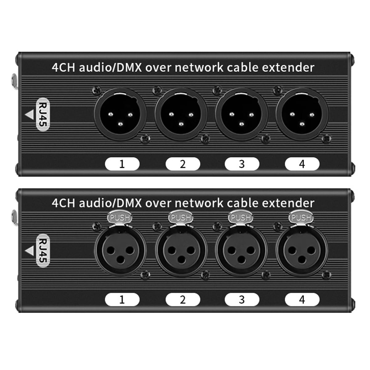 Câble multi-réseau 4 canaux, 3 broches XLR 6,35 mâle et femelle vers Ethernet, compatible Cat5 et Cat6 (1 paire : mâle, 6,35 femelle)