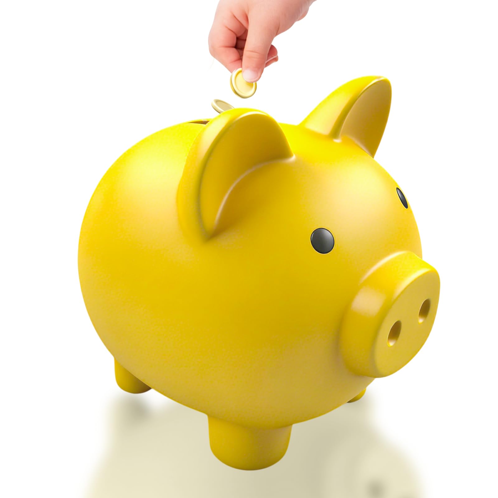 Yellow Piggy Bank,Cute Piggy Banks for Kids, Cute Coin Cash Money Box,Unbreakable Plastic Money Bank, Change Savings Bank Fun Gift For Boys, Girls, Adults, Home Decoration (L)