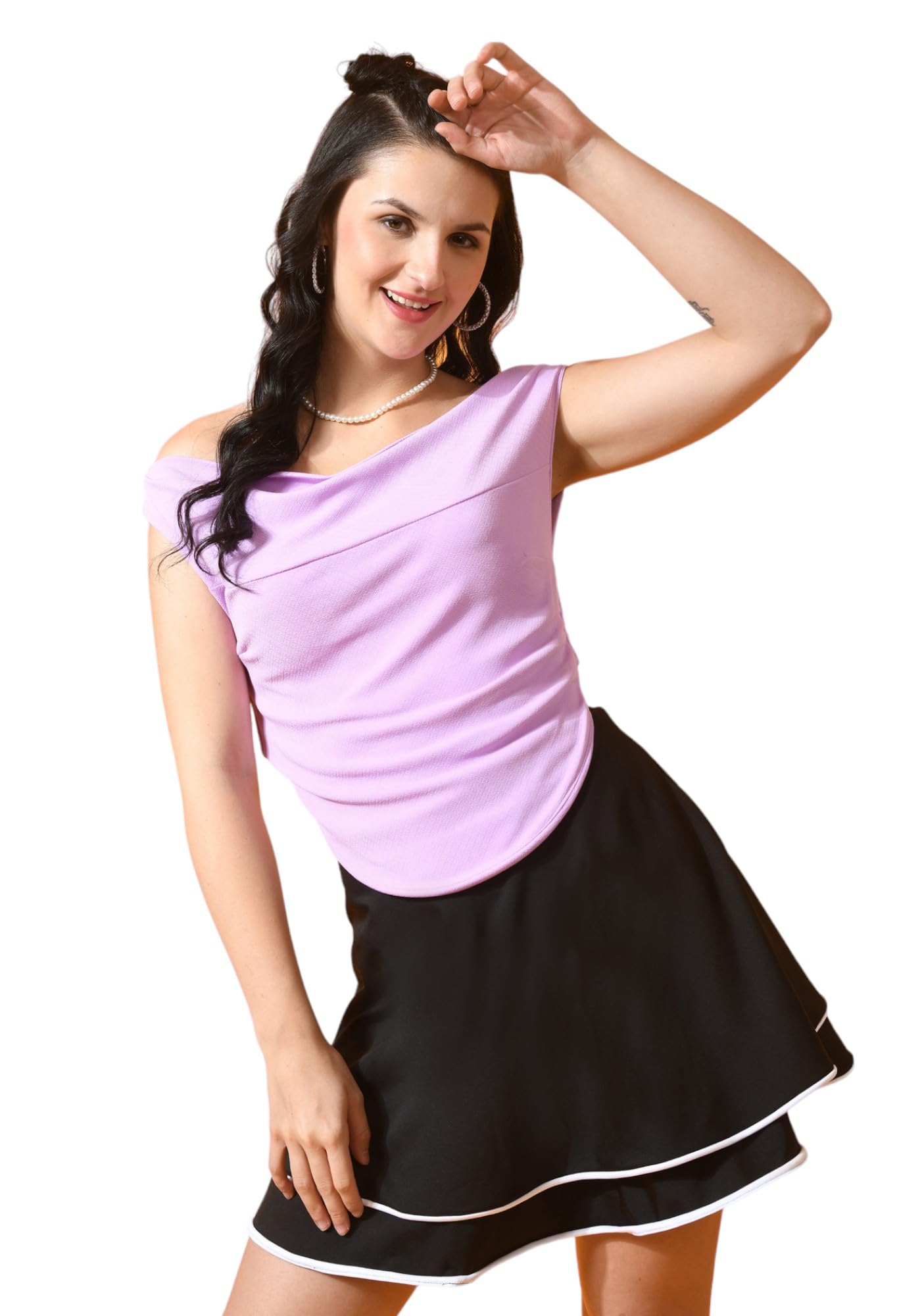 iuga Womens's Solid Cotton Stretchable Draped Crop Top-picture-18