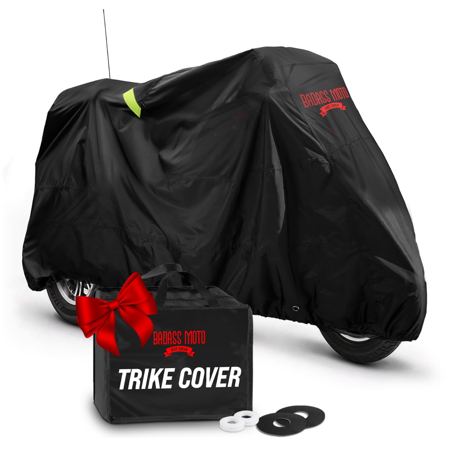 Badass Moto Fits Harley Davidson Trike Cover - Ultimate Heavy Duty Waterproof Motorcycle Cover Outdoor Storage for Tri Glide Ultra, HD Road Glide 3, Freewheeler - Triglide, Harley Trike Accessories
