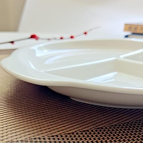 Miniatura 4 de Placa de comedor de 3 compartimentos de material de cerámica de 8 pulgadas Placas divididas blancas redondas, placa de control de Porton