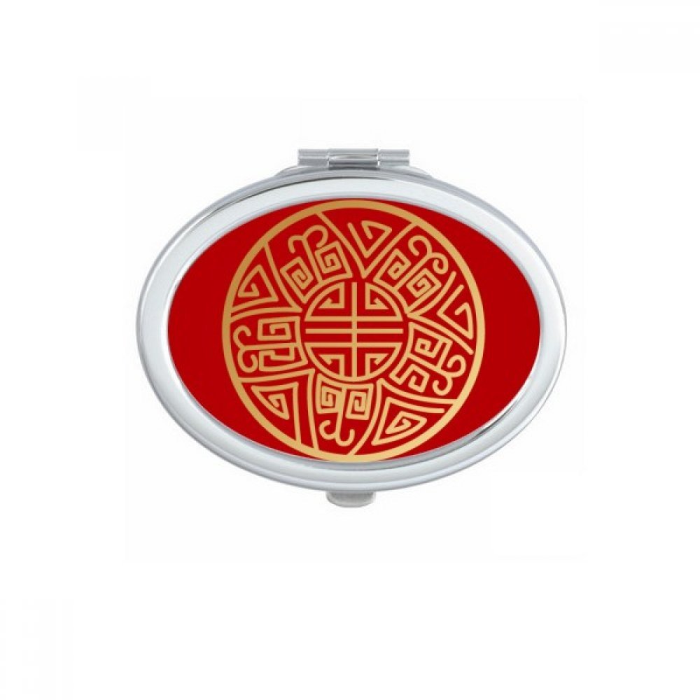 Miroir de poche compact ovale avec motif de chance chinois par DIYthinker