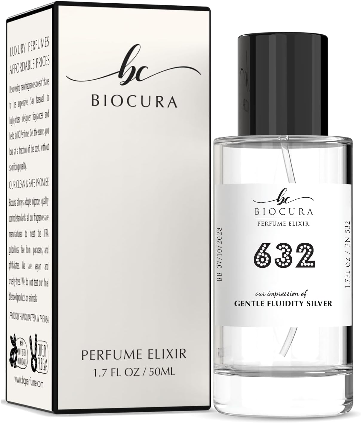 BC Perfume 632 Inspired by Gentle Fluidity Silver For Women & Men Fragrance Eau de Parfum Spray Bottle 1.7 Fl Oz/50ml-X1