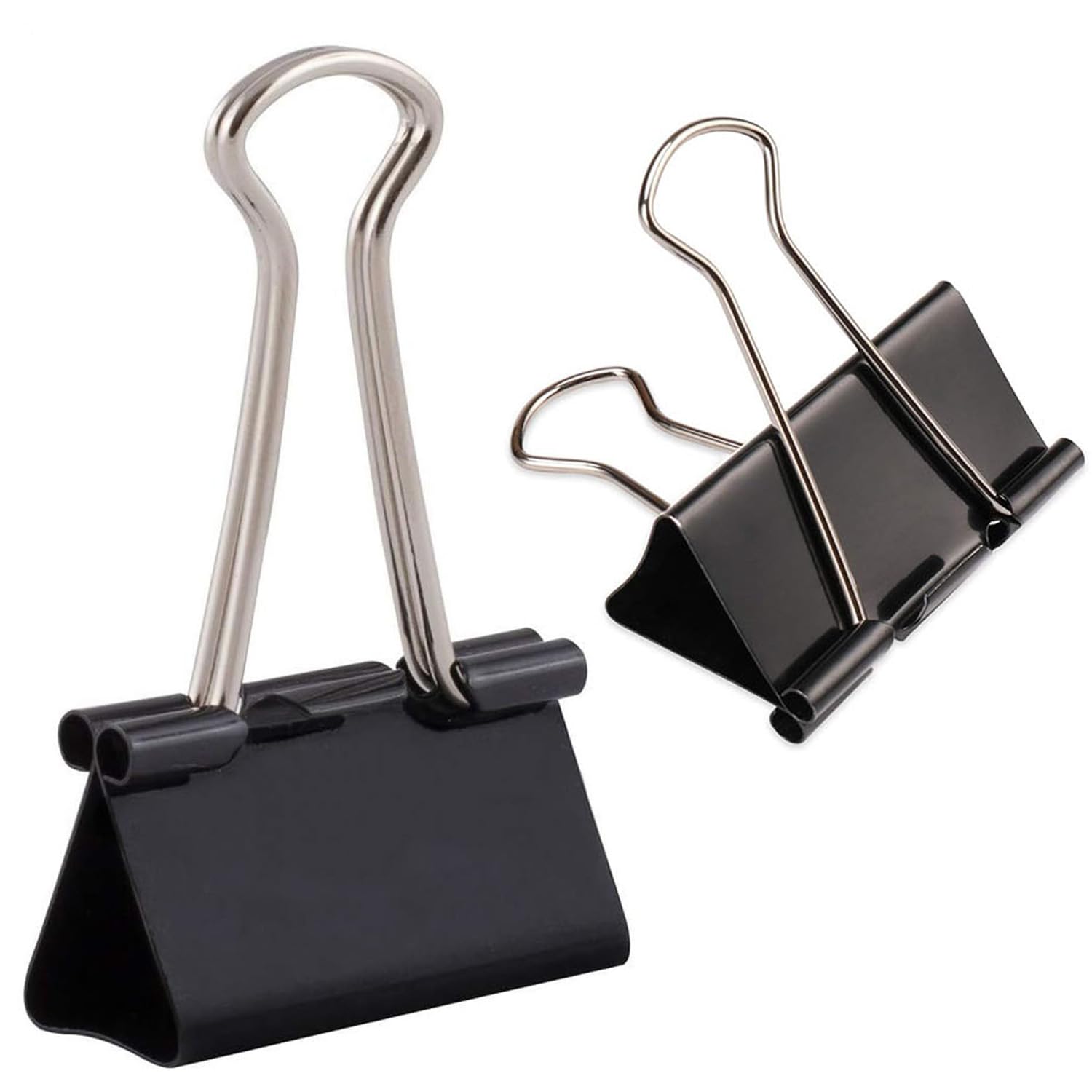 10Pcs Bulldog Clips 51mm Paper Clips Black Metal Foldback Clips Strong Steel Paper Holder File Money Papper Stationary Clamps for Office School Home Kitchen Shops