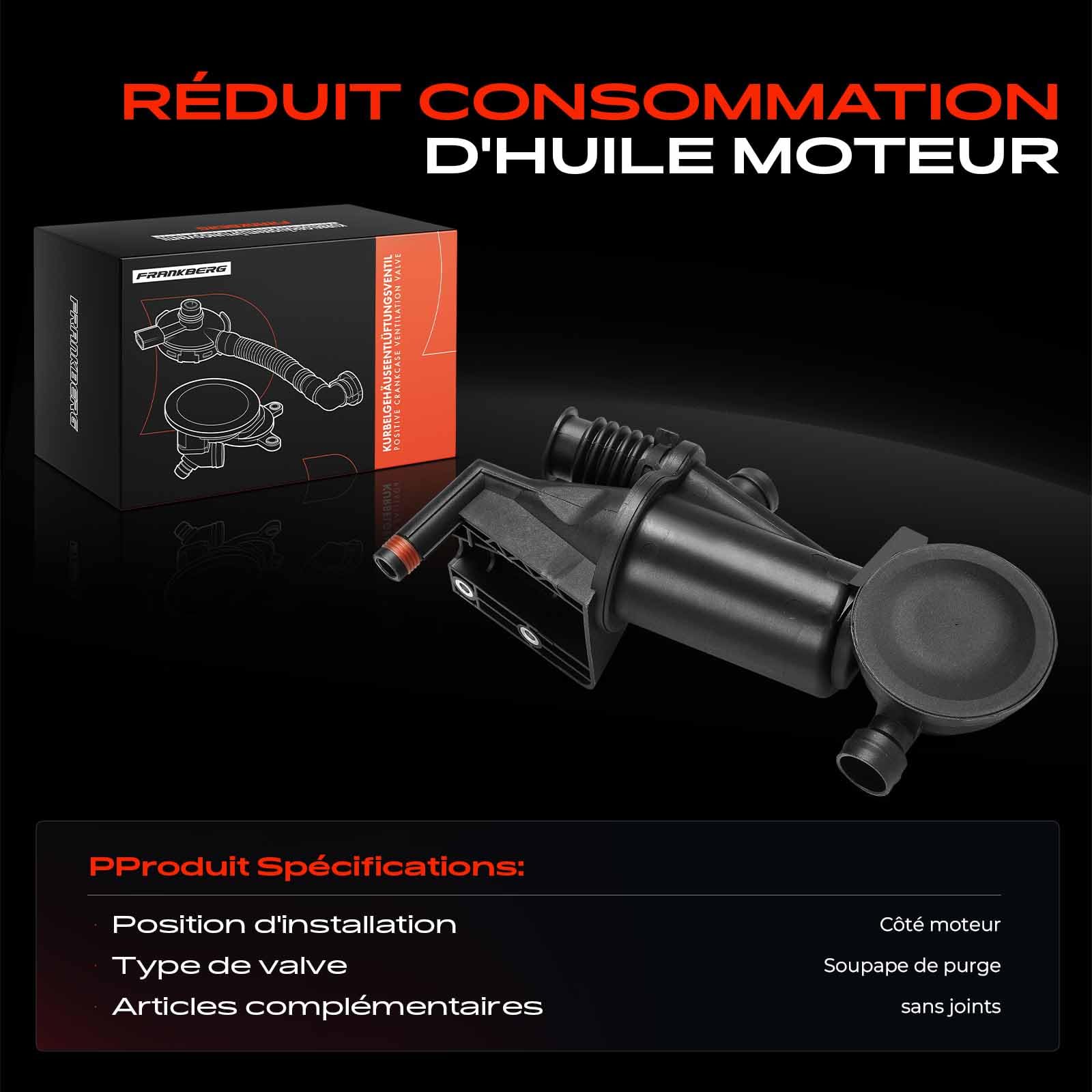 Frankberg Séparateur D'Eau D'Huile côté moteur Compatible avec B.o.x.s.t.e.r 986 2.5L-3.2L 1996-2004 Remplacer# 99610702304