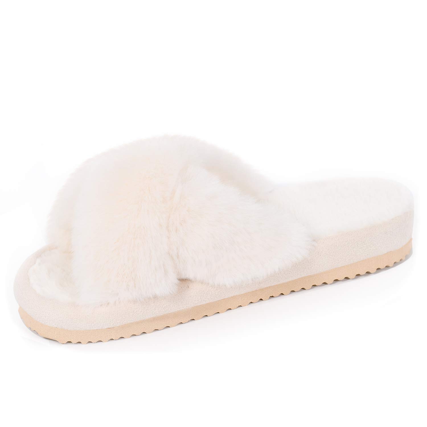 Cross Band Fluffy Criss Cross Slippers Women's Cross Band Fuzzy