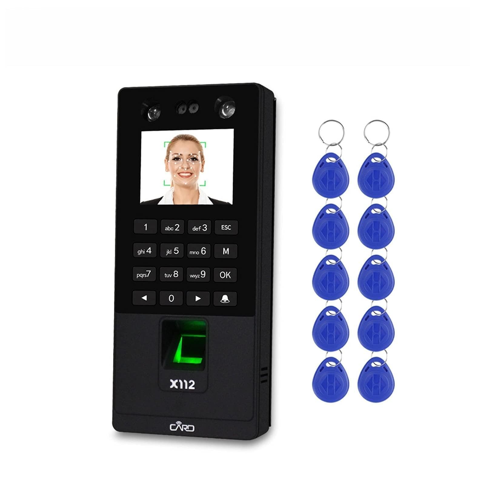 EDEDE Control Horario Empleados, Sistema de Control de Acceso de Puerta de Acceso Facial biométrico Software de Teclado de Teclado Lector de Huellas Dactilares Máquina de Asistencia a Tiempo(X112 K)