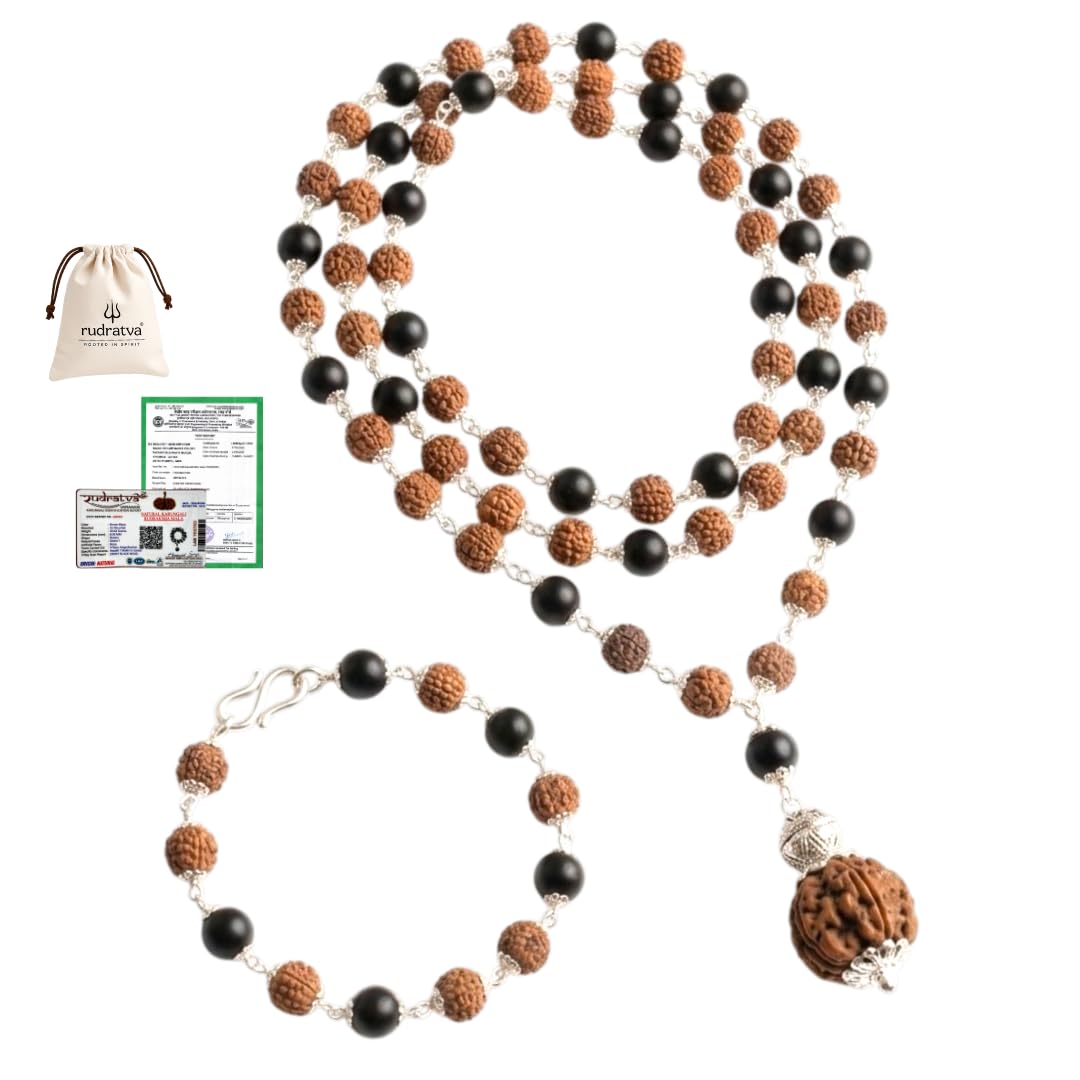 Original Karungali & Rudraksha Mala with 7 Mukhi Rudraksha Pendant + Karungali Rudraksha Bracelet | 54+1 Beads | Lab Certified | Spiritual Combo for Wealth, Prosperity & Protection | Unisex-image-11