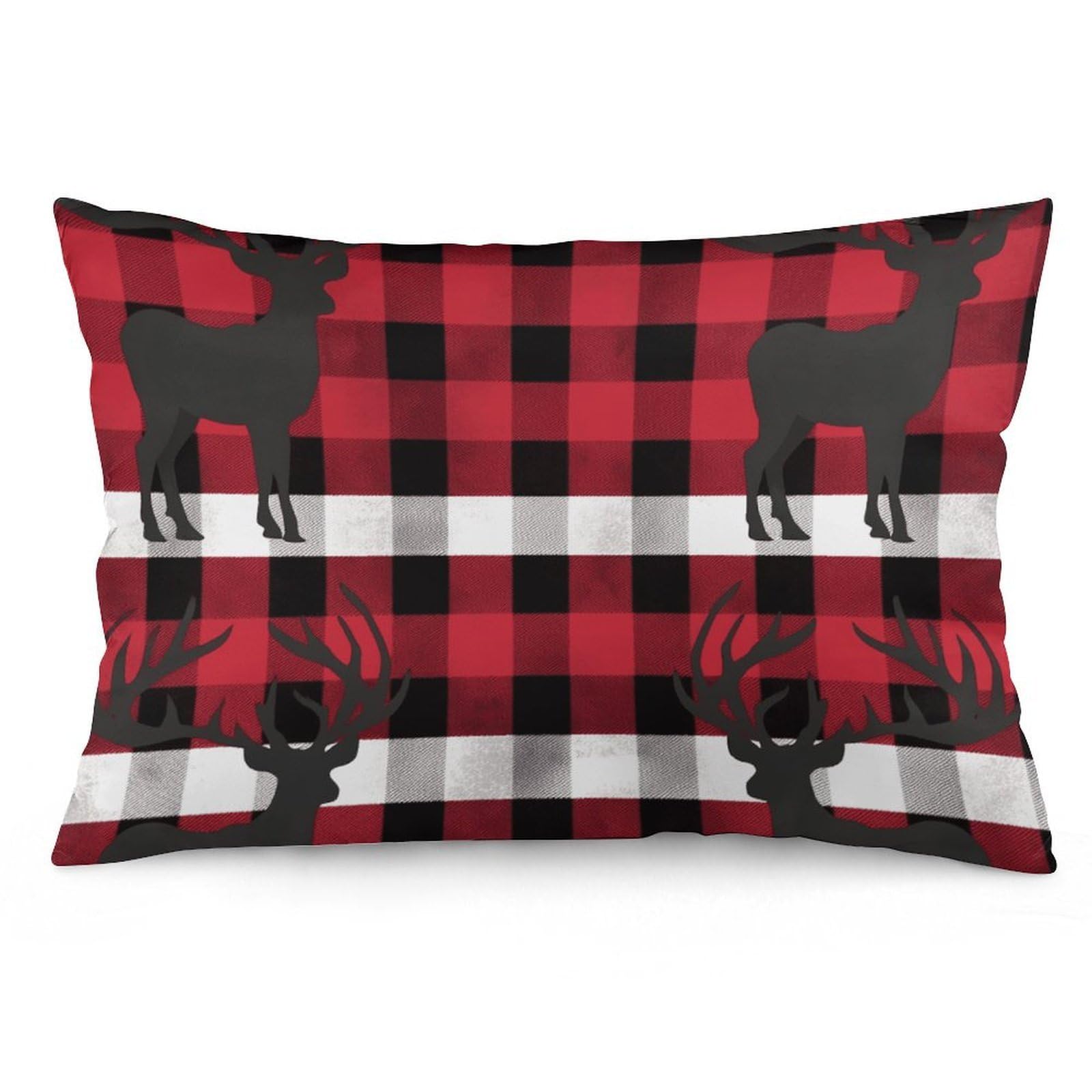 NTVOWPZO 2 Pack Decoration Throw Pillow Covers 16 "x24 Pillowcases Covers Buffalo Plaid Deer Pillowcases Modern Farmhouse Home Decor Sofa Cushions Covers for Couch Bed Living Room