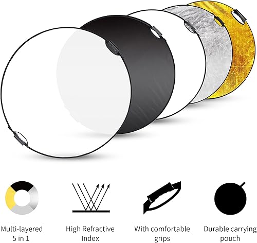 Miniatura 2 de Reflector con asa para fotografía, foto iluminación de estudio e iluminación para exteriores, 5 en 1. Selens.